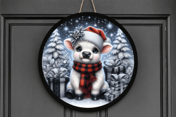 Download Baby Cow Xmas Snow Winter Gift Door SigN - Xmas Collection